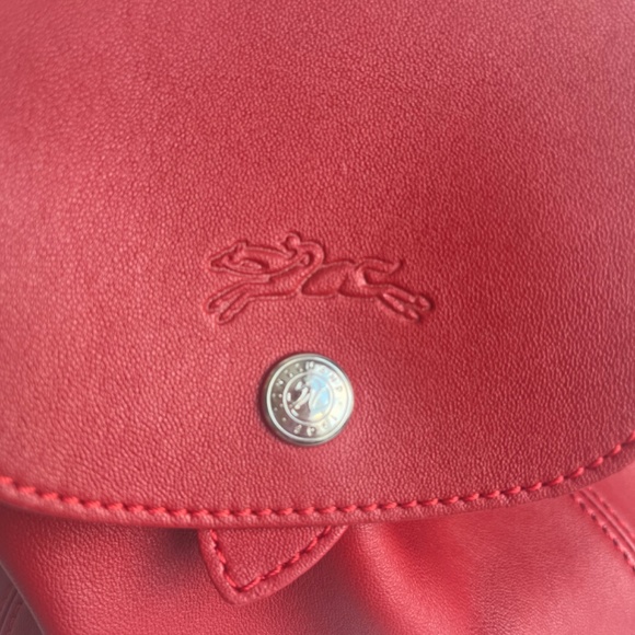 Longchamp Le Pliage Cuir Mini XS Leather Casual Logo Red Backpack - Picture 3 of 12